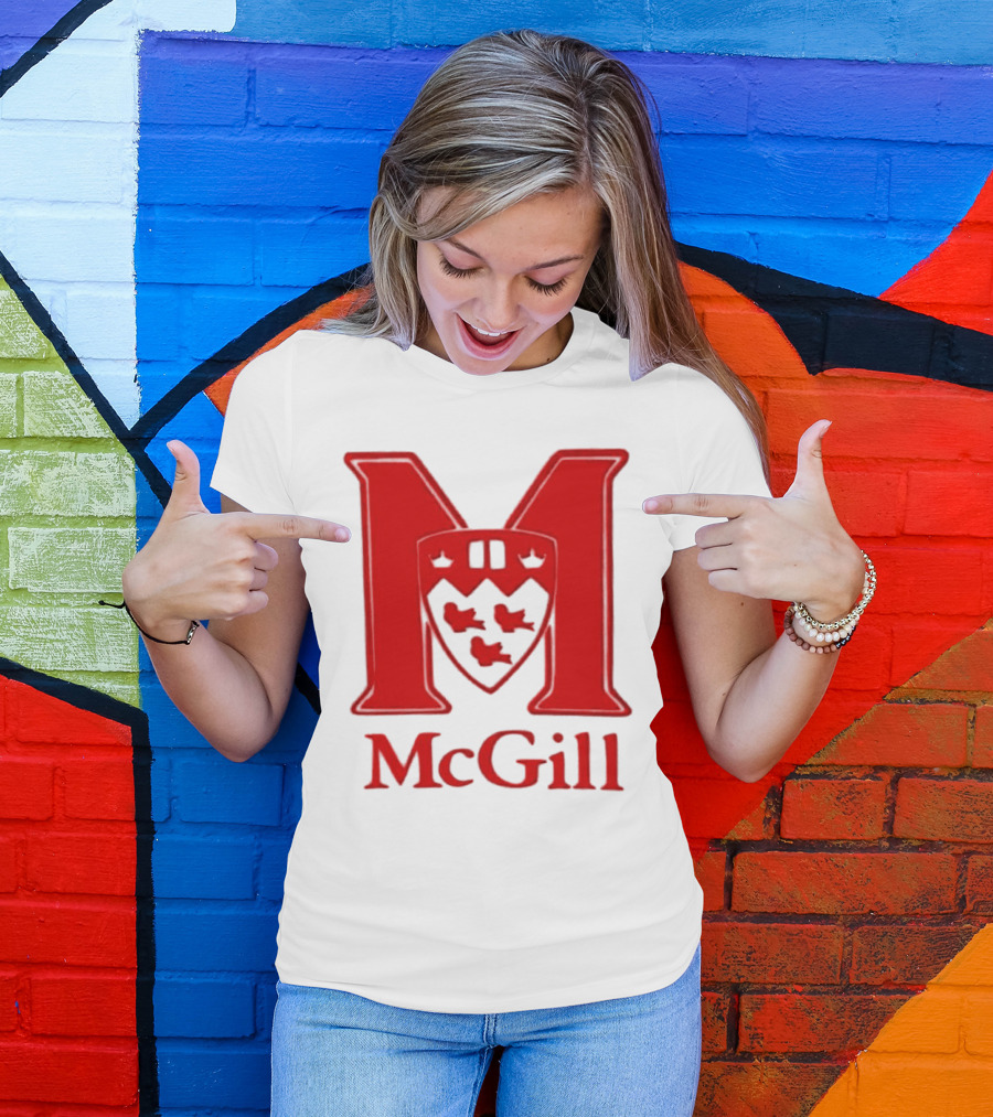 McGill University Large Red M And Shield Emblem T-Shirt