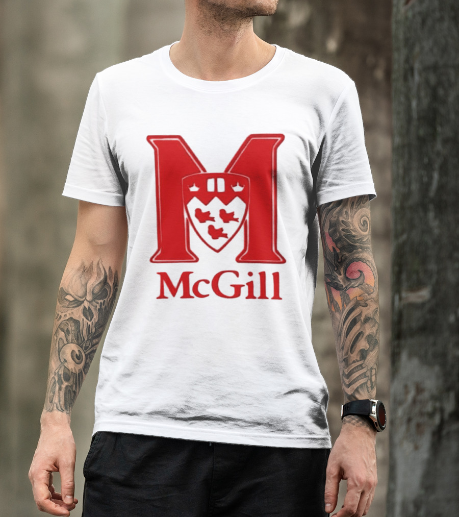 McGill University Large Red M And Shield Emblem T-Shirt