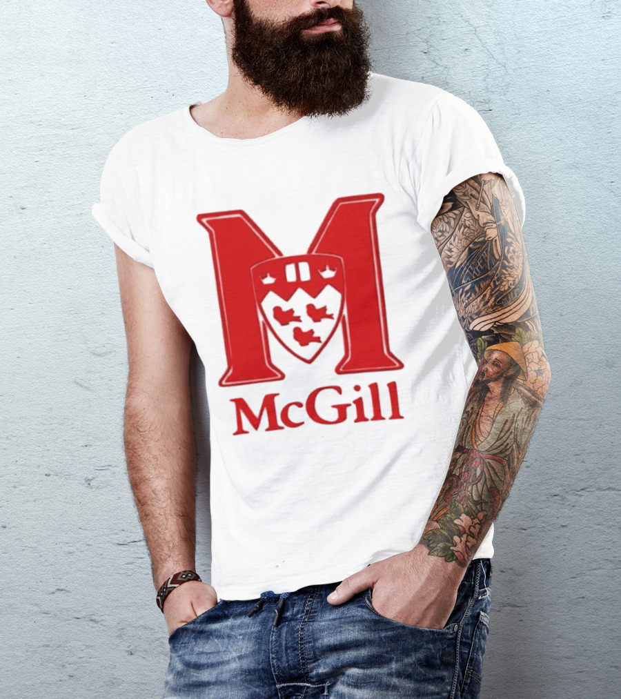 McGill University Large Red M And Shield Emblem T-Shirt
