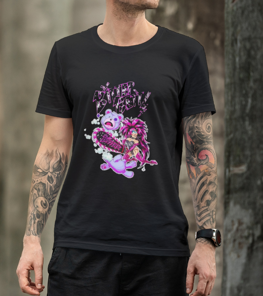 Bitter Betty Chainsaw Pink Chainsaw Fierce Style Teddy Bear T-Shirt