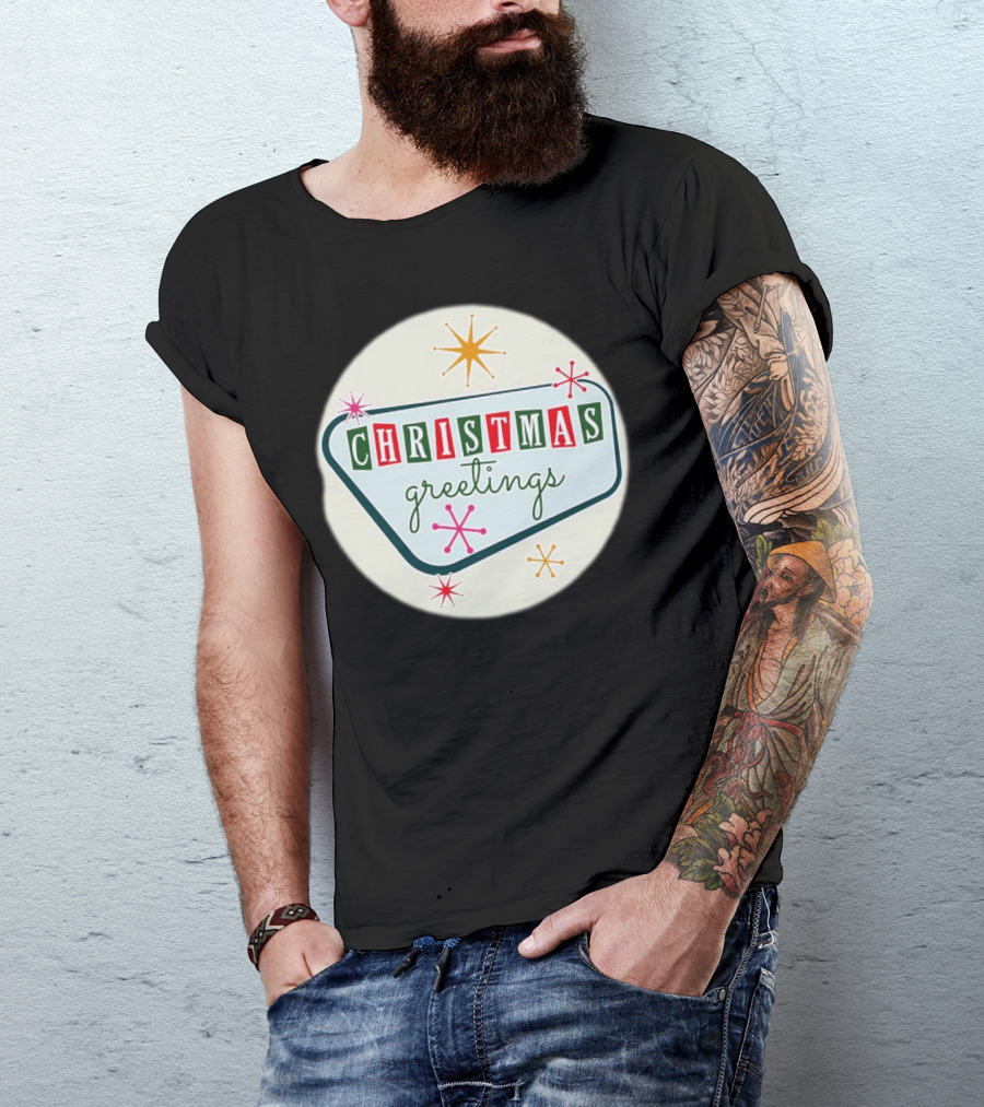 Christmas Greetings Vintage Retro Holiday 星 Starburst T-Shirt