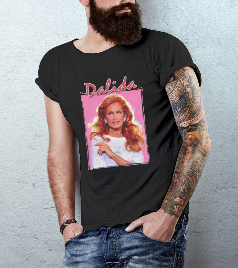 Dalida Retro Pink Background T-Shirt