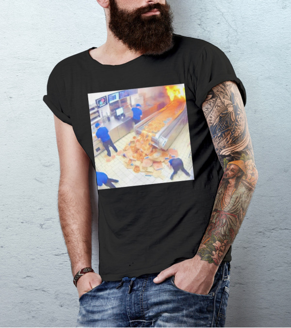 Domino’s Pizza Kitchen Chaos Pizzeria Conveyor Oven Accident T-Shirt