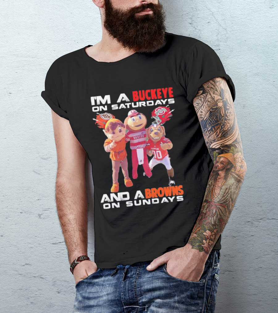 Brutus Buckeye And Cleveland Browns Mascots Football T-Shirt