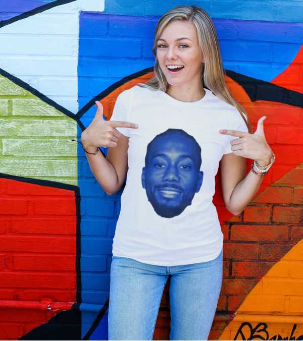 Kawhi Half-Tone Big Head Blue Face T-Shirt