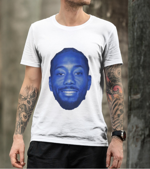 Kawhi Half-Tone Big Head Blue Face T-Shirt