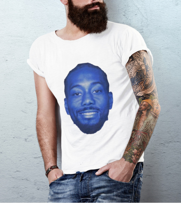 Kawhi Half-Tone Big Head Blue Face T-Shirt