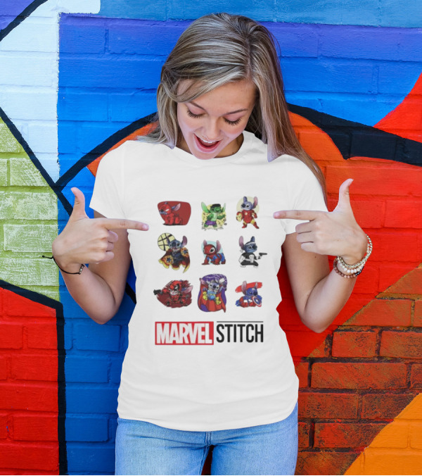 Marvel Stitch Super Hero Characters Collaboration Collection T-Shirt