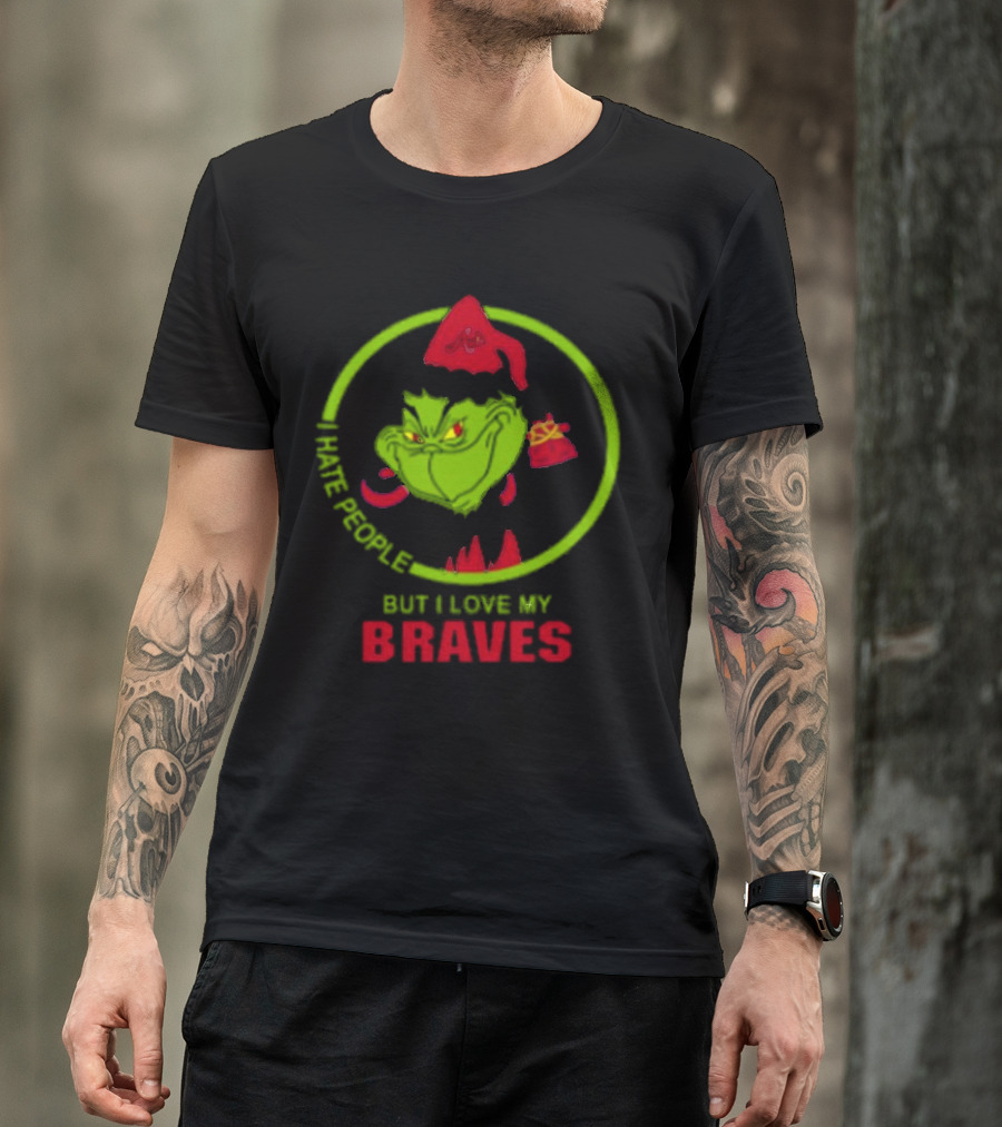 I Hate People But I Love My Braves Atlanta MLB Christmas Grinch T-Shirt