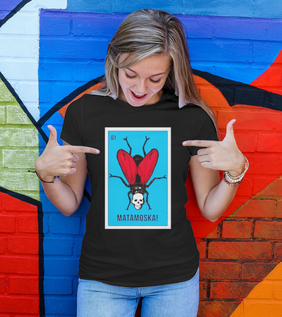 La Moska Loteria Matamoska 01 Fly Skull Blue Red Wings T-Shirt