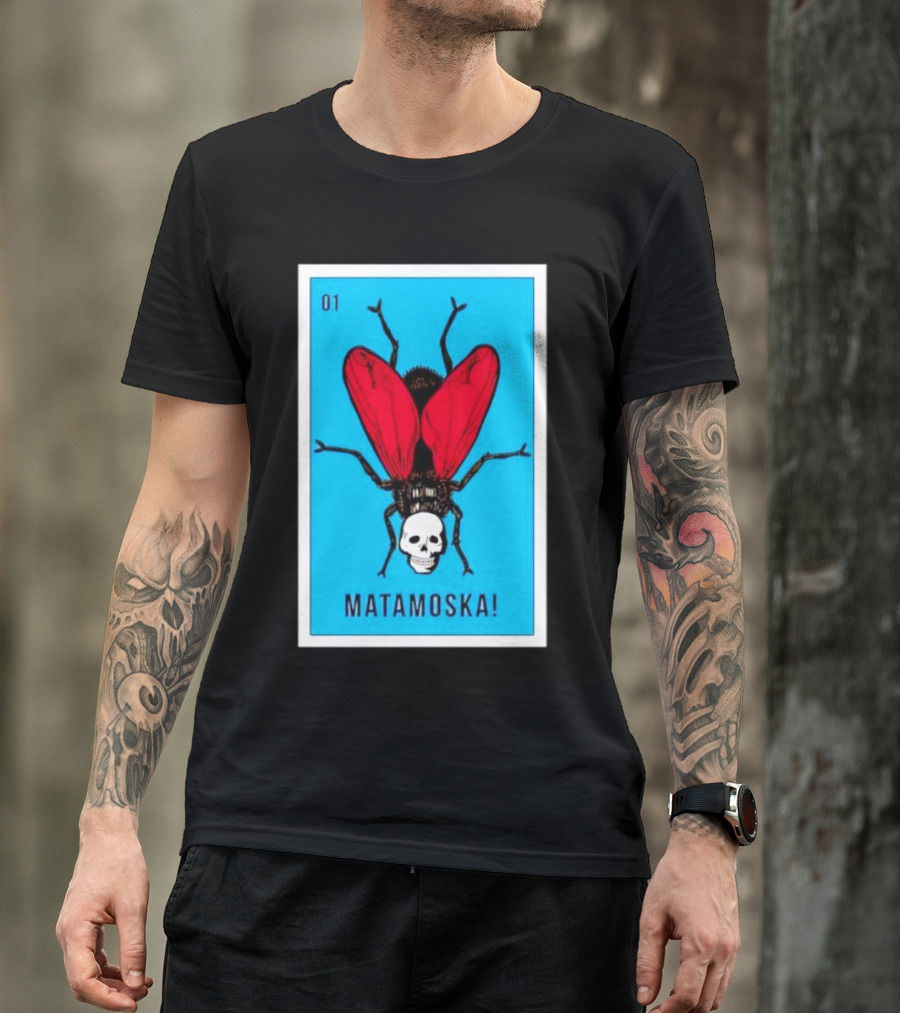 La Moska Loteria Matamoska 01 Fly Skull Blue Red Wings T-Shirt