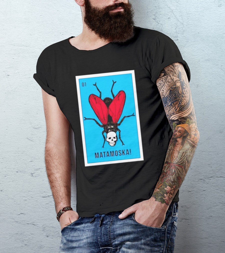 La Moska Loteria Matamoska 01 Fly Skull Blue Red Wings T-Shirt