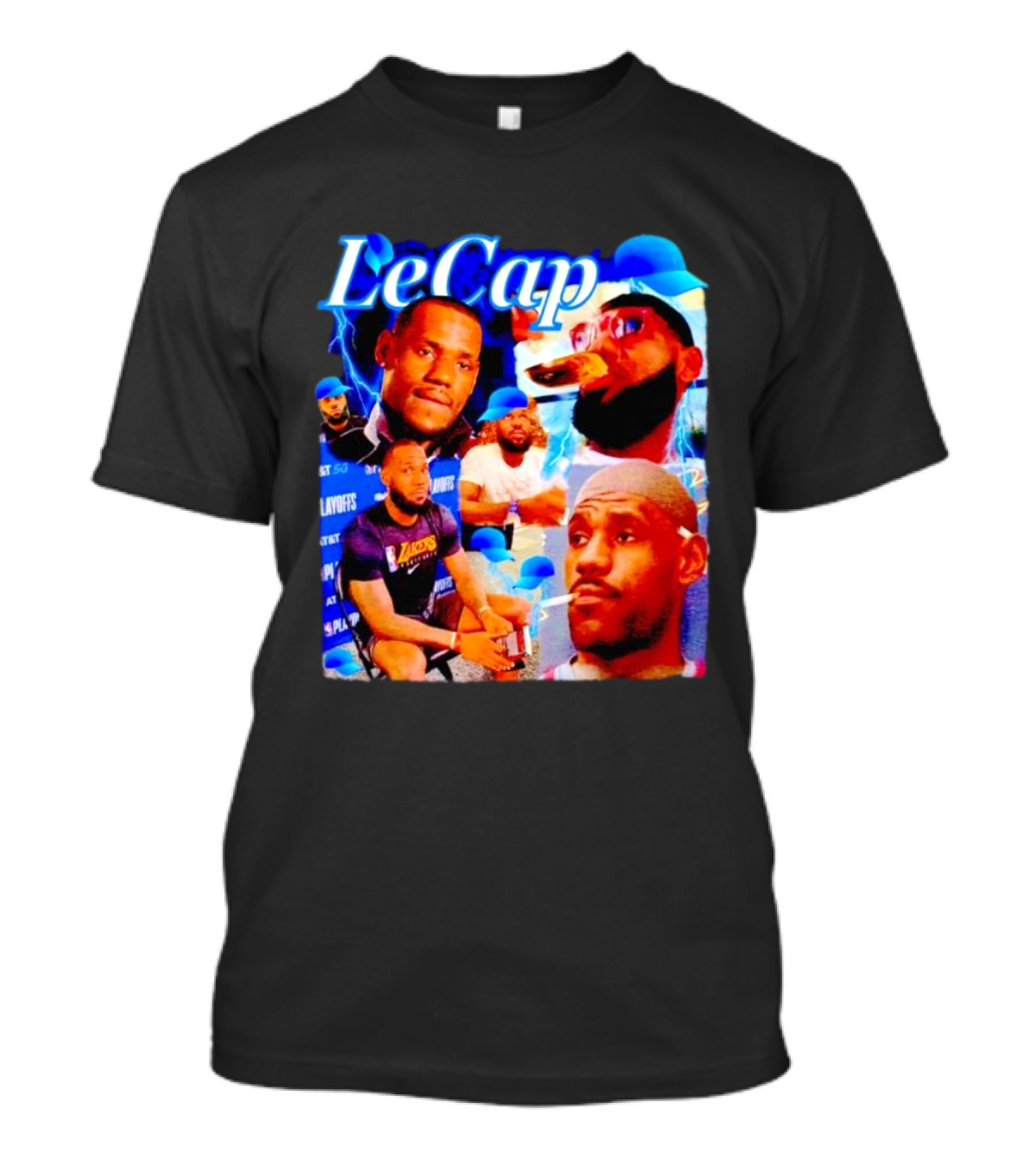 LeCap Lebron James Lakers Playoffs Meme Electricity Background T-Shirt
