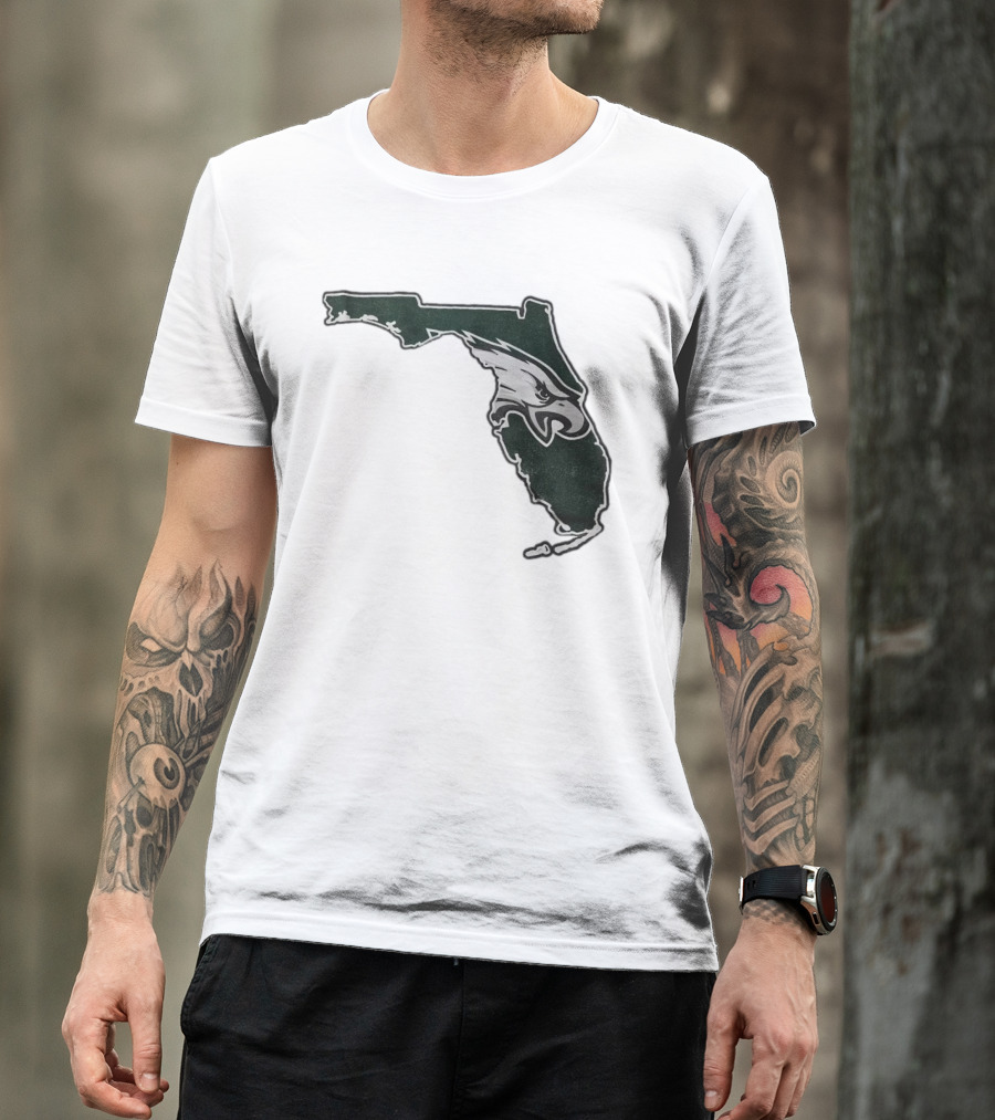 Philadelphia Eagles Florida Map Bleeds Green T-Shirt