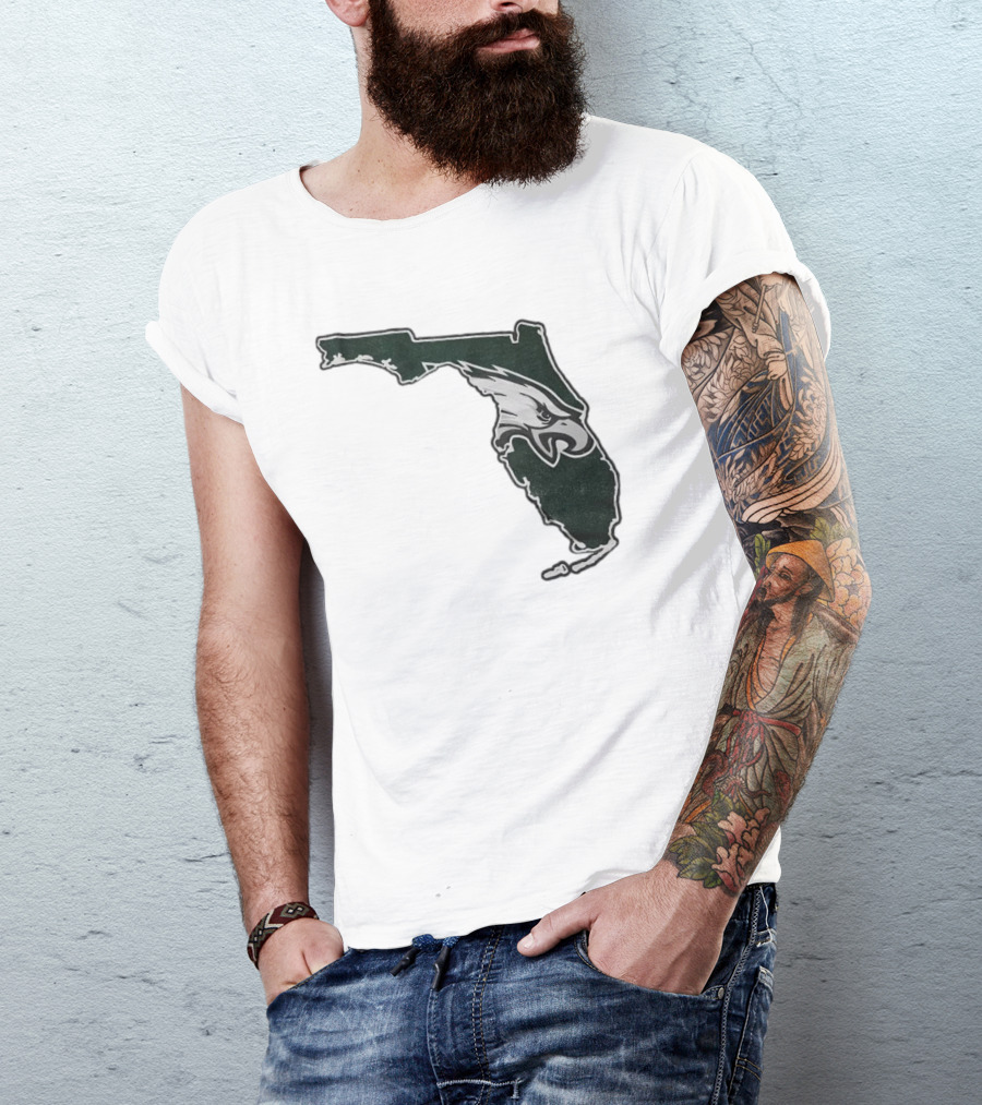 Philadelphia Eagles Florida Map Bleeds Green T-Shirt