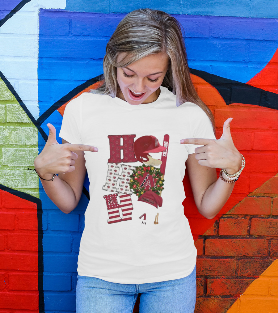 Arizona Diamondbacks D-Backs Ho Ho Ho Merry Christmas Holiday Baseball T-Shirt