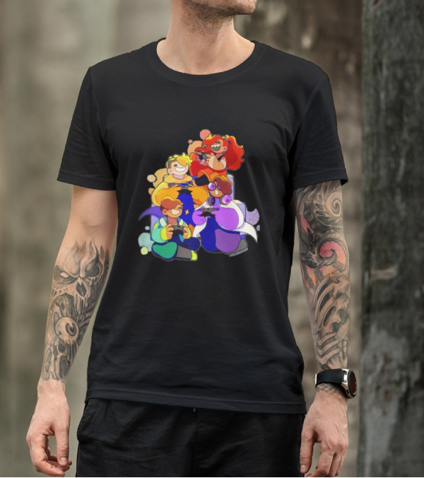 Bish Bash Bots Gaming Fun Characters Controller Crew T-Shirt