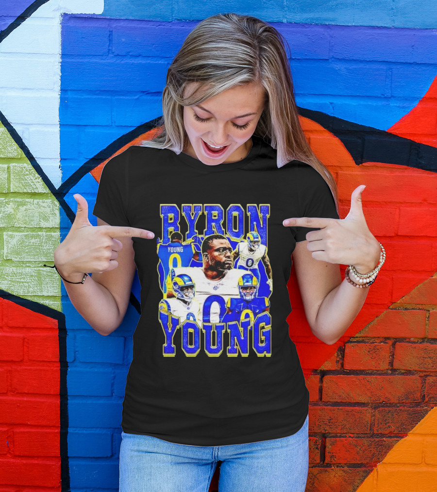Byron Young Los Angeles Rams Picture Collage T-Shirt