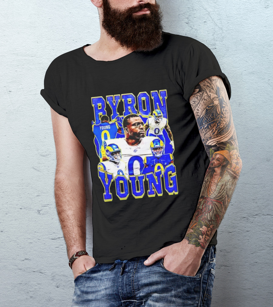 Byron Young Los Angeles Rams Picture Collage T-Shirt