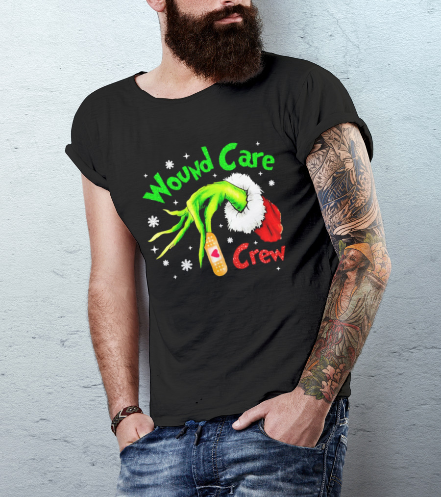 Wound Care Crew Grinch Hand Merry Christmas T-Shirt