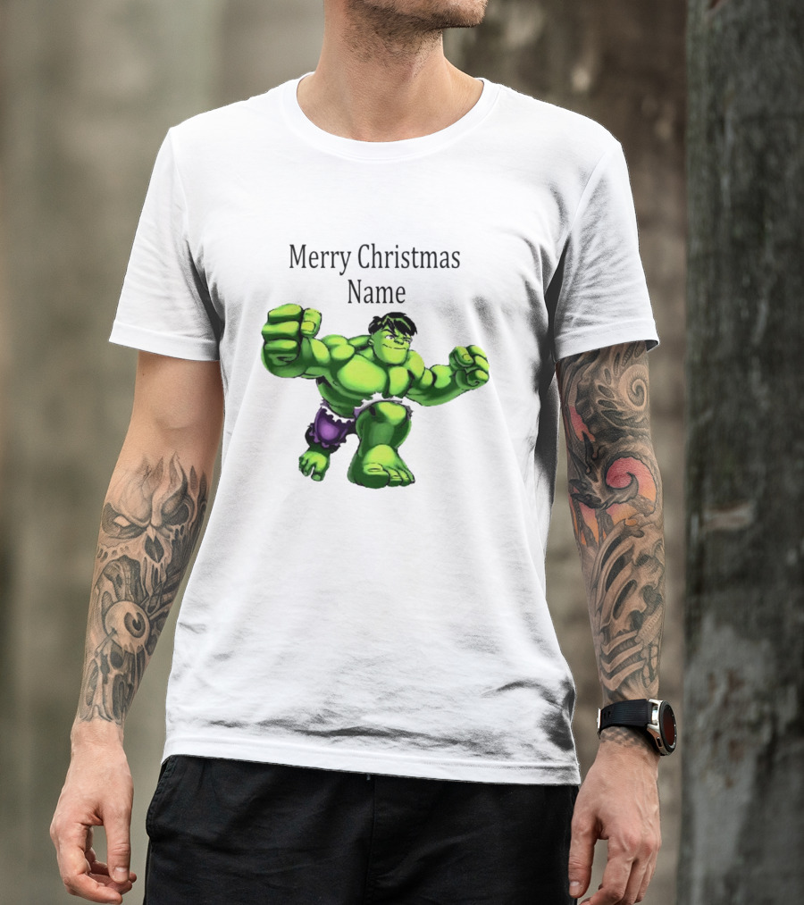 Merry Christmas Name Hulk Green T-Shirt