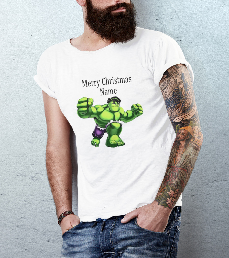 Merry Christmas Name Hulk Green T-Shirt