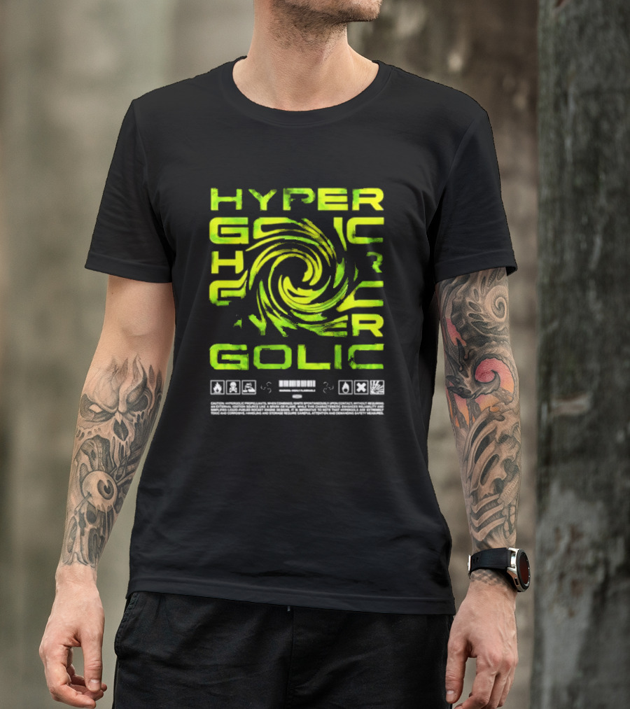 HYPERGOLIC SAFETY WARNING SYMBOLS SWIRL TEXT T-Shirt