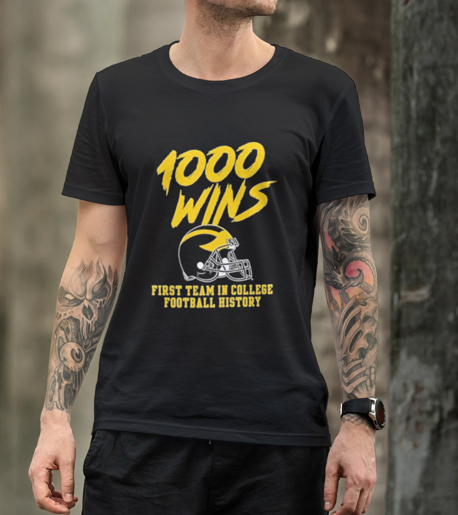 Michigan Wolverines 1000 Wins First Team In College Football History Helmet T-Shirt