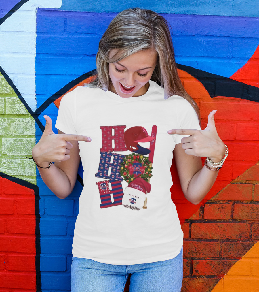 Philadelphia Phillies Ho Ho Ho Merry Christmas Sports Fan T-Shirt