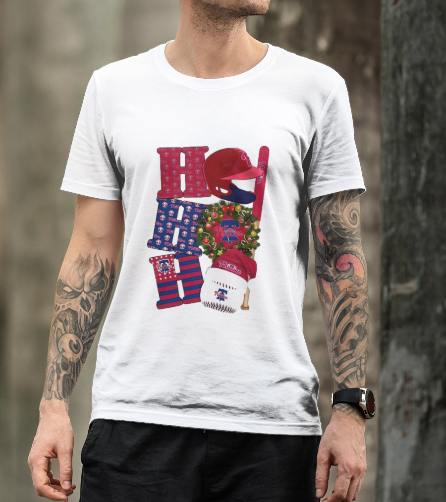Philadelphia Phillies Ho Ho Ho Merry Christmas Sports Fan T-Shirt