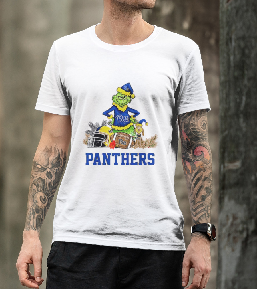Pittsburgh Panthers Grinch Max Dog Christmas Football T-Shirt
