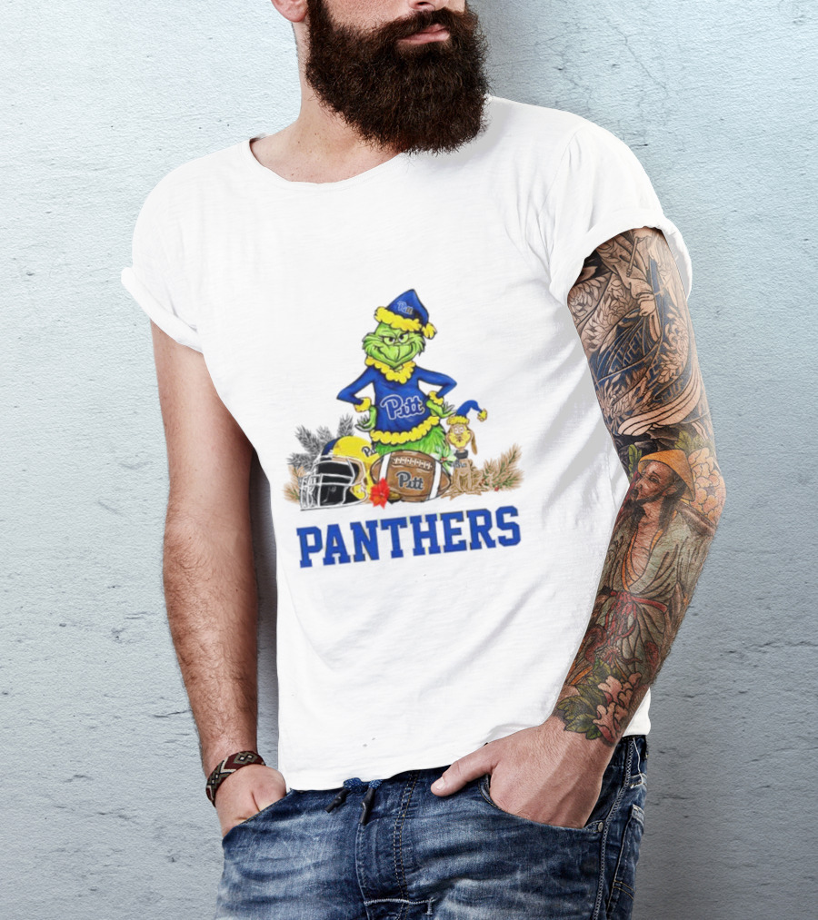 Pittsburgh Panthers Grinch Max Dog Christmas Football T-Shirt