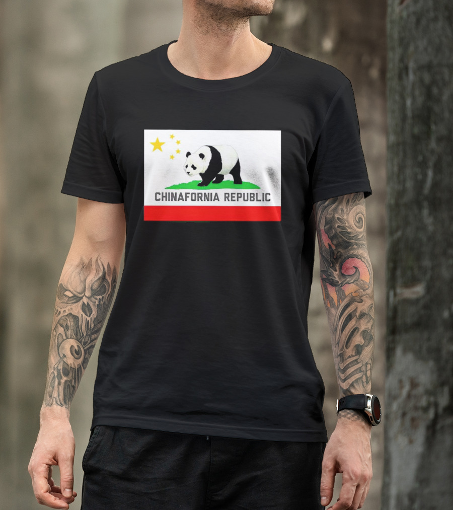 Chinafornia Republic Panda Flag Mockup T-Shirt
