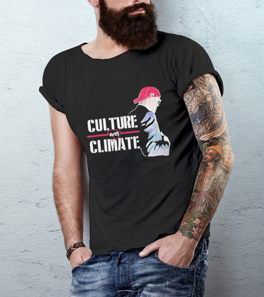 CULTURE OVER CLIMATE Red Cap Figure T-Shirt