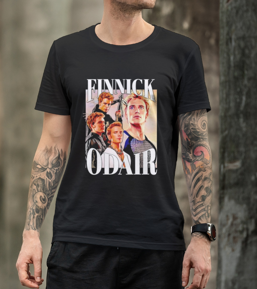 Finnick Odair Character Collage With Weaponry Elements T-Shirt
