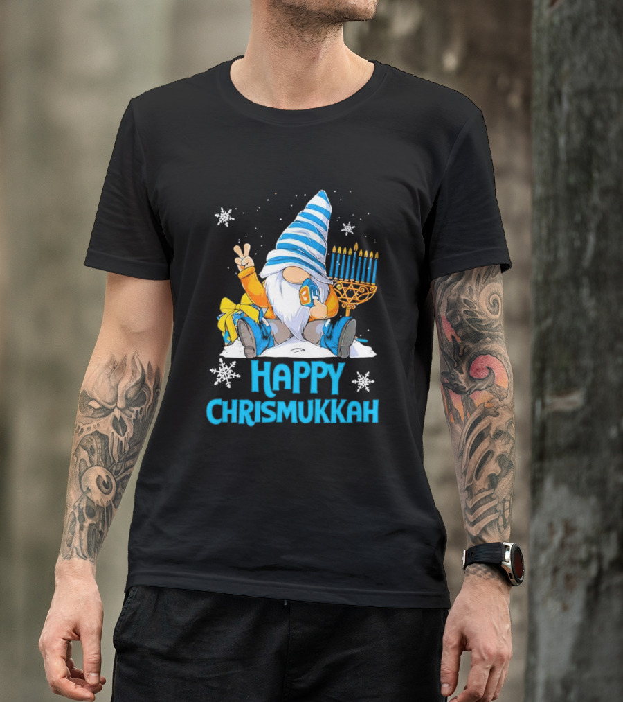 Happy Chrismukkah Gnome Menorah Snowflakes T-Shirt