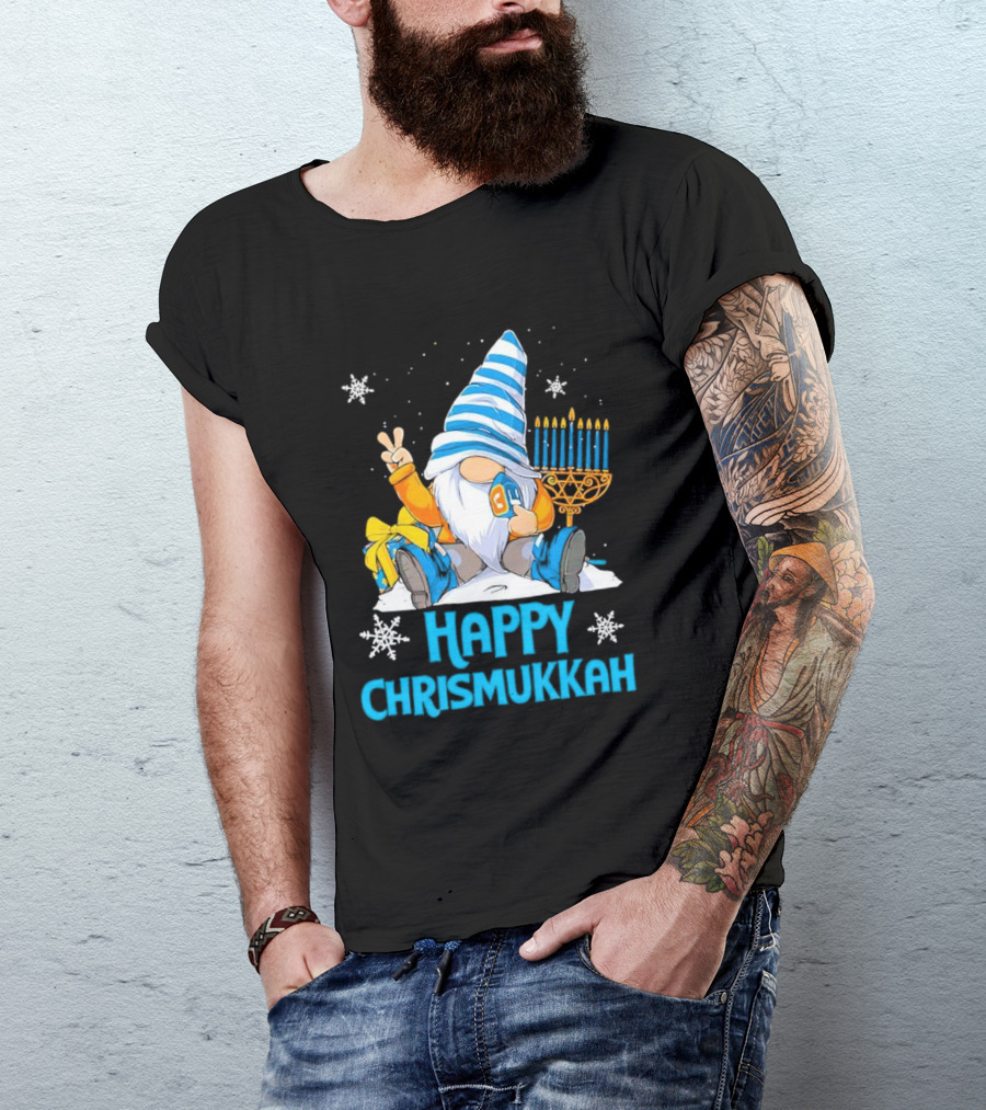 Happy Chrismukkah Gnome Menorah Snowflakes T-Shirt