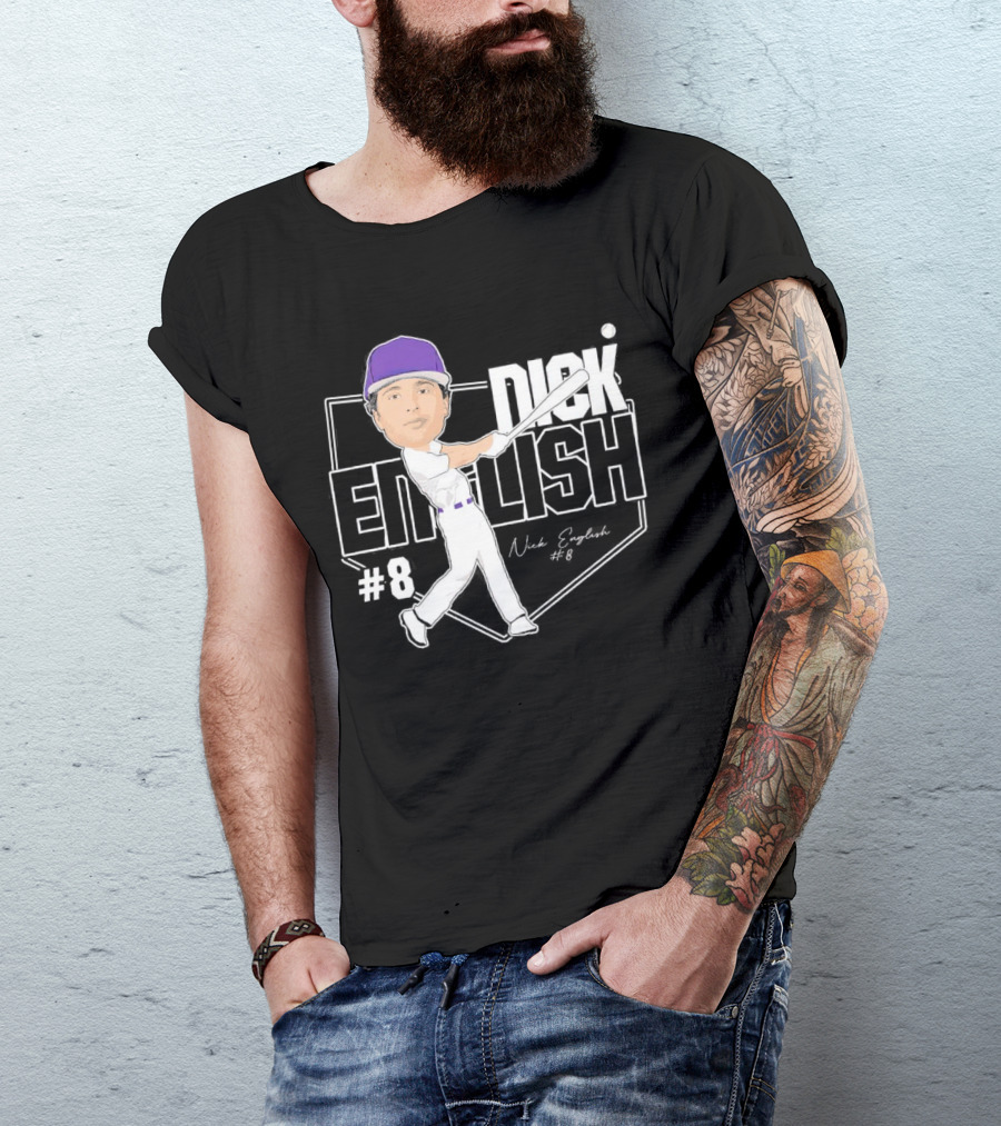 Nick English Caricature Signature Baseball Nick English #8 T-Shirt