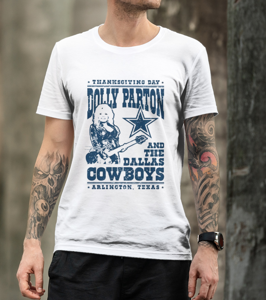 Thanksgiving Day Dolly Parton And The Dallas Cowboys Arlington Texas Star Guitar T-Shirt