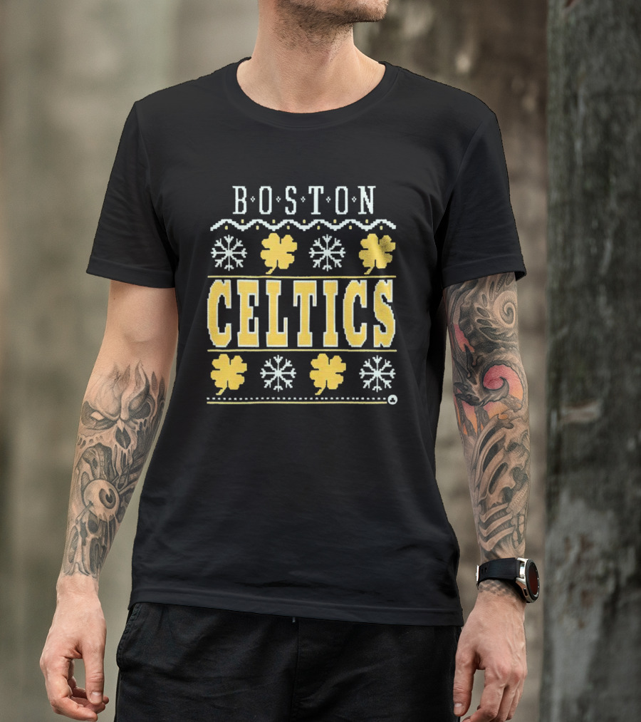 Boston Celtics Snowflakes And Shamrocks T-Shirt