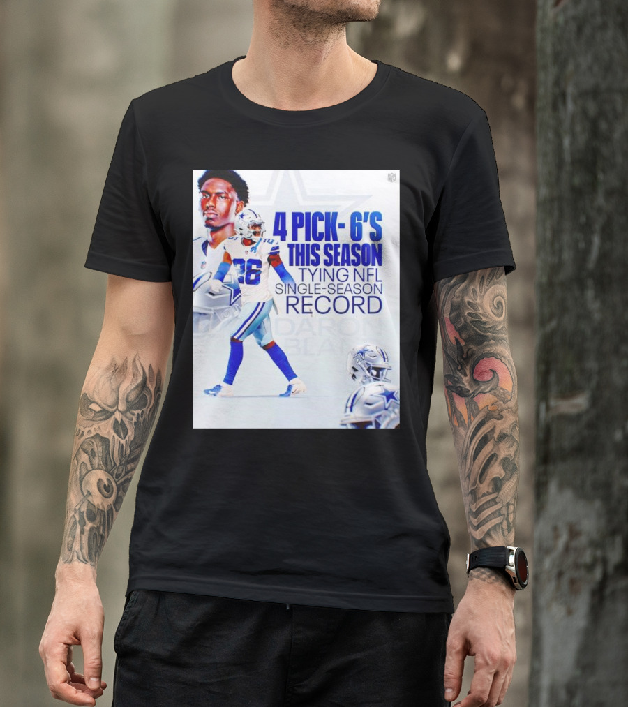 DaRon Bland 4 Pick-6's Tying NFL Single-Season Record Cowboys T-Shirt