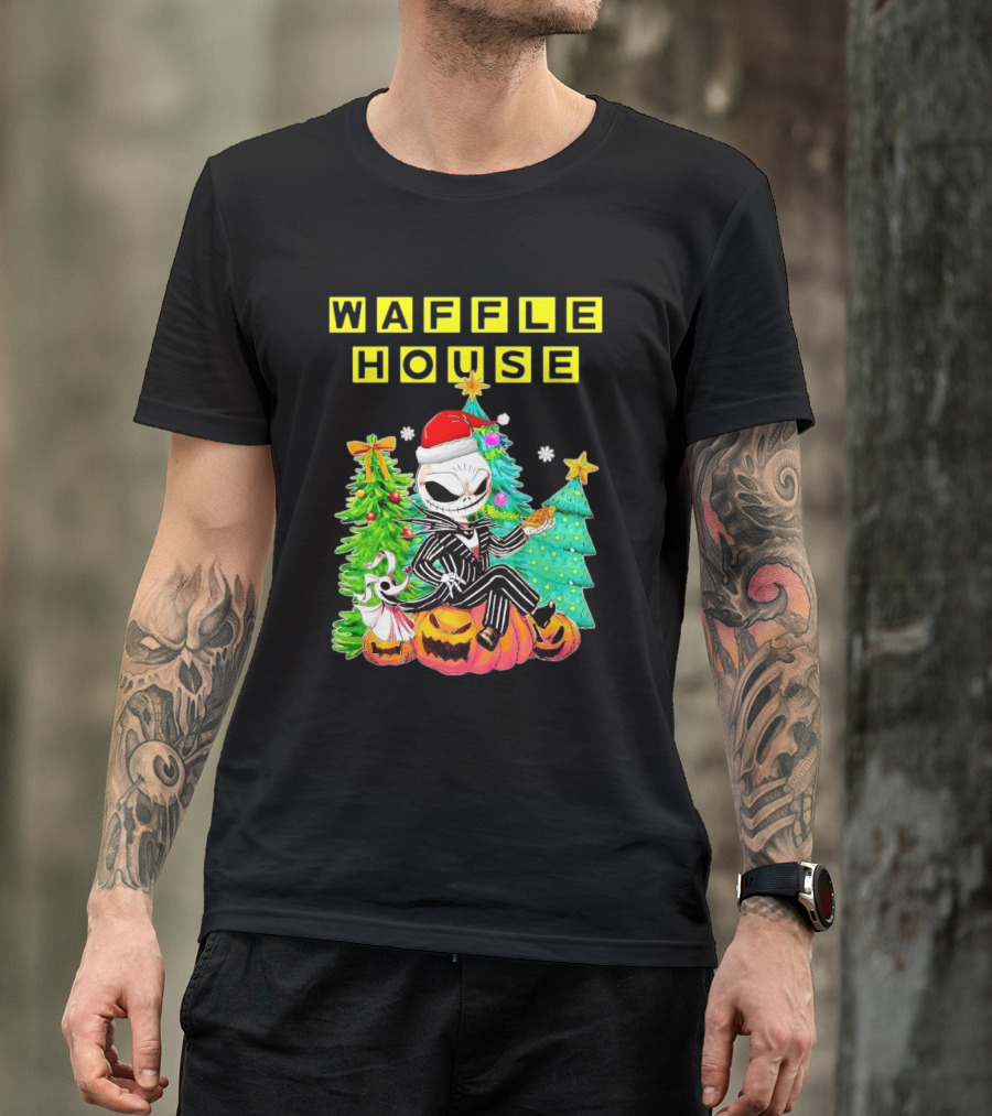 Waffle House Jack Skellington Christmas Tree Pumpkin T-Shirt