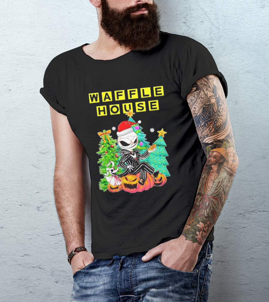 Waffle House Jack Skellington Christmas Tree Pumpkin T-Shirt