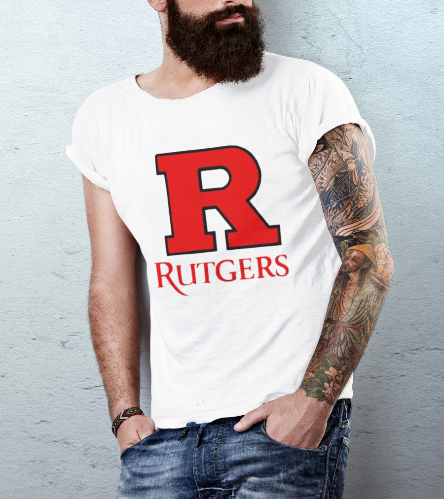 Rutgers University Red R Icon With Text T-Shirt