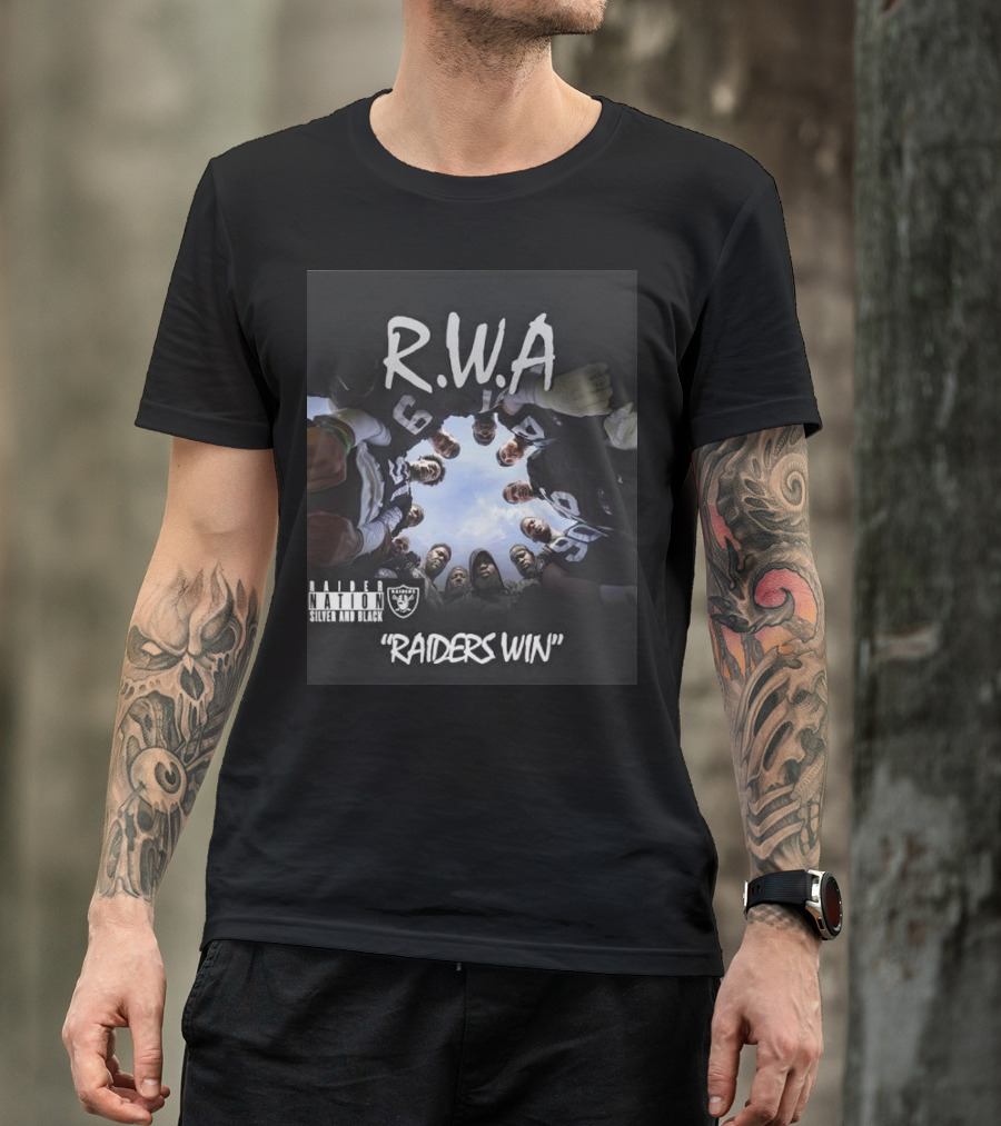 RWA Raider Nation Silver And Black Raiders Win T-Shirt
