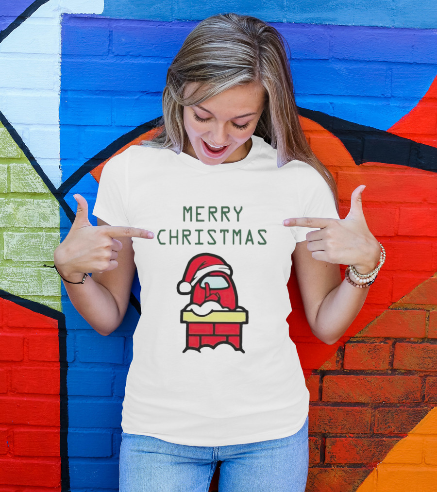 Merry Christmas Santa Among Us Chimney Character T-Shirt