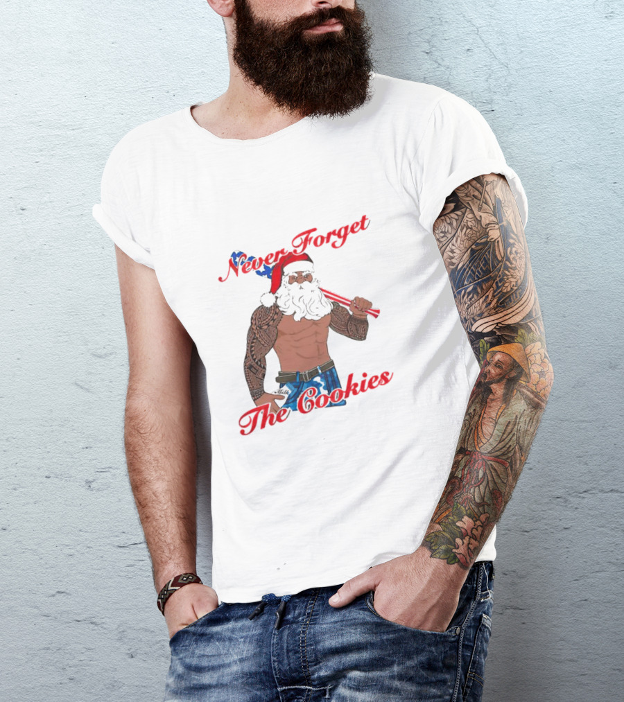 Tattoo Santa Never Forget The Cookies Christmas Holiday T-Shirt
