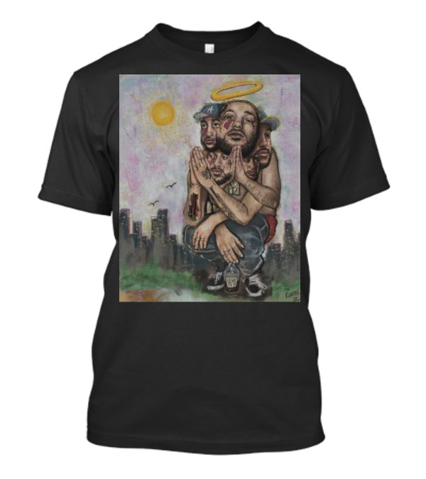 Yams Art Paint Angel Halo Cityscape Urban Vibes T-Shirt