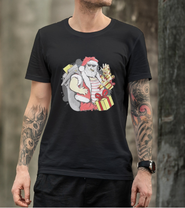 Santa Claus Cool Christmas Peace Sign Holiday Delivery T-Shirt