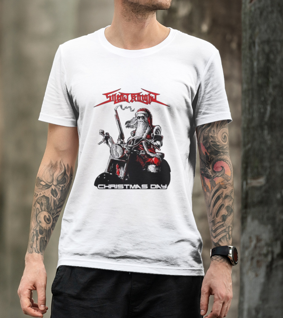 Silent Knight Santa Riding Motorcycle Christmas Day T-Shirt